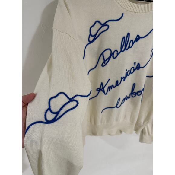 Kadyluxe Dallas Cowboys Love Letter Sweater WHT/BLU XL - Picture 4 of 7